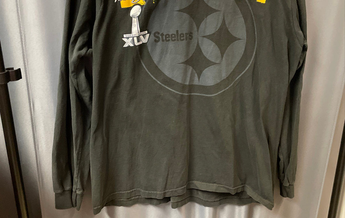 NFL Team Apparel Steelers Super Bowl XLV Roster Long Sleeve Tee Black Size XL