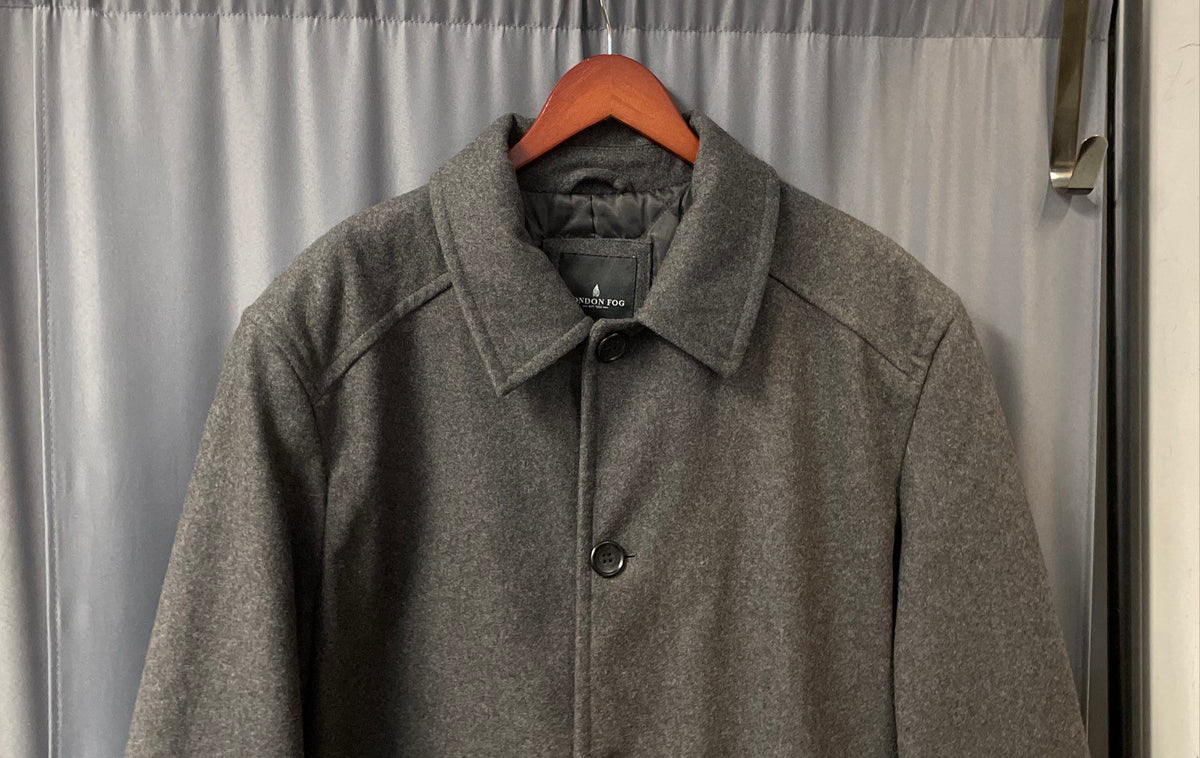 London Fog Men's Gray Wool Blend Car Coat Quilted Insulated Jacket Size XL