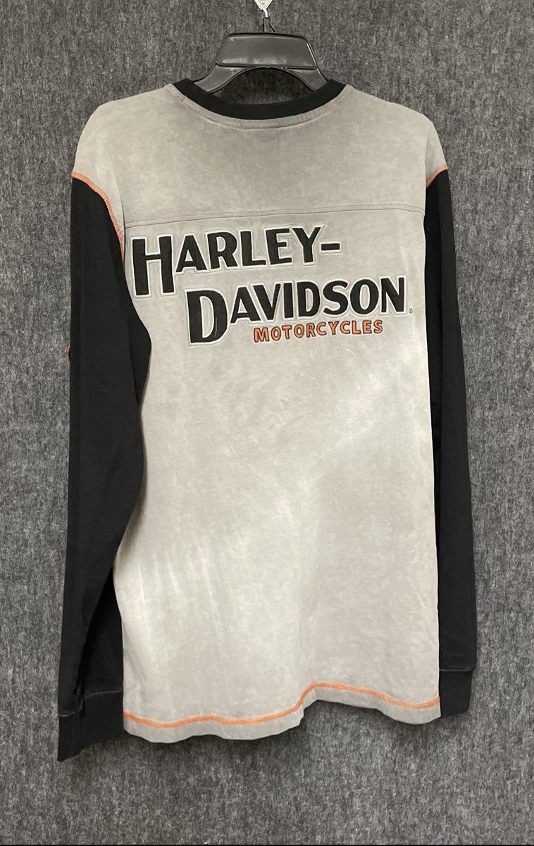 Harley-Davidson SYN3 Motor Oil Long Sleeve Graphic T-Shirt Gray Black Sz M