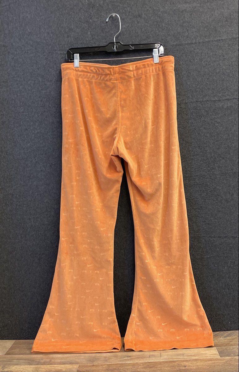 Nike Air Women's Orange Velour Monogram Logo Flared Sweatpants Size XL