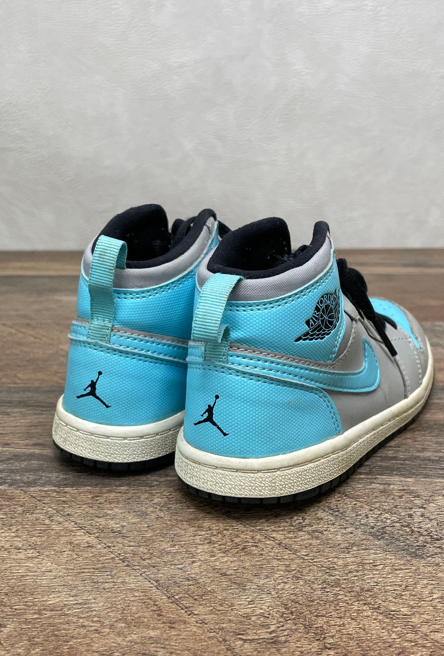 Nike Air Jordan 1 Mid BT Wolf Grey Sport Blue Toddler Sneakers Size 10C