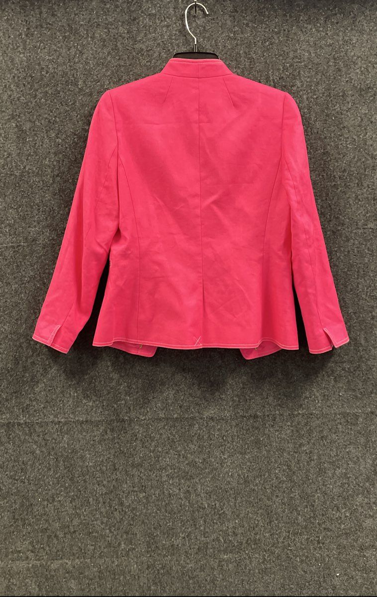 J.Crew Women's Pink Linen Blend Open Front Blazer Contrast Stitch Size 4 NWT