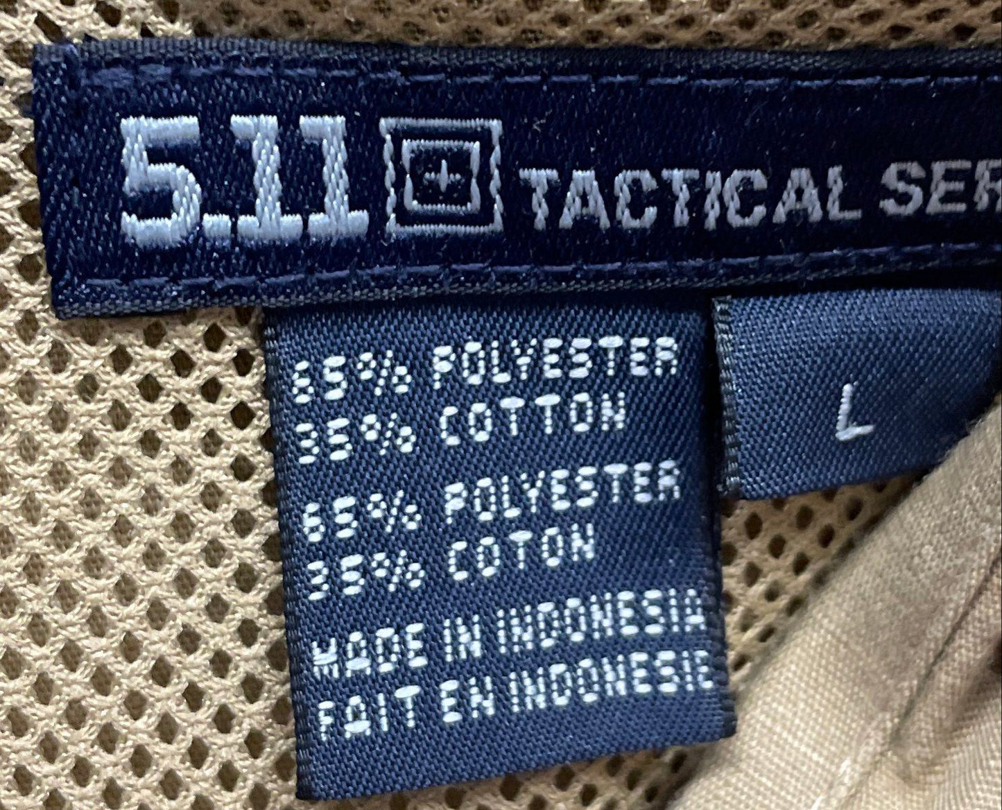 5.11 Tactical Men's Beige Long Sleeve Button Up Tactical Series Shirt Sz L