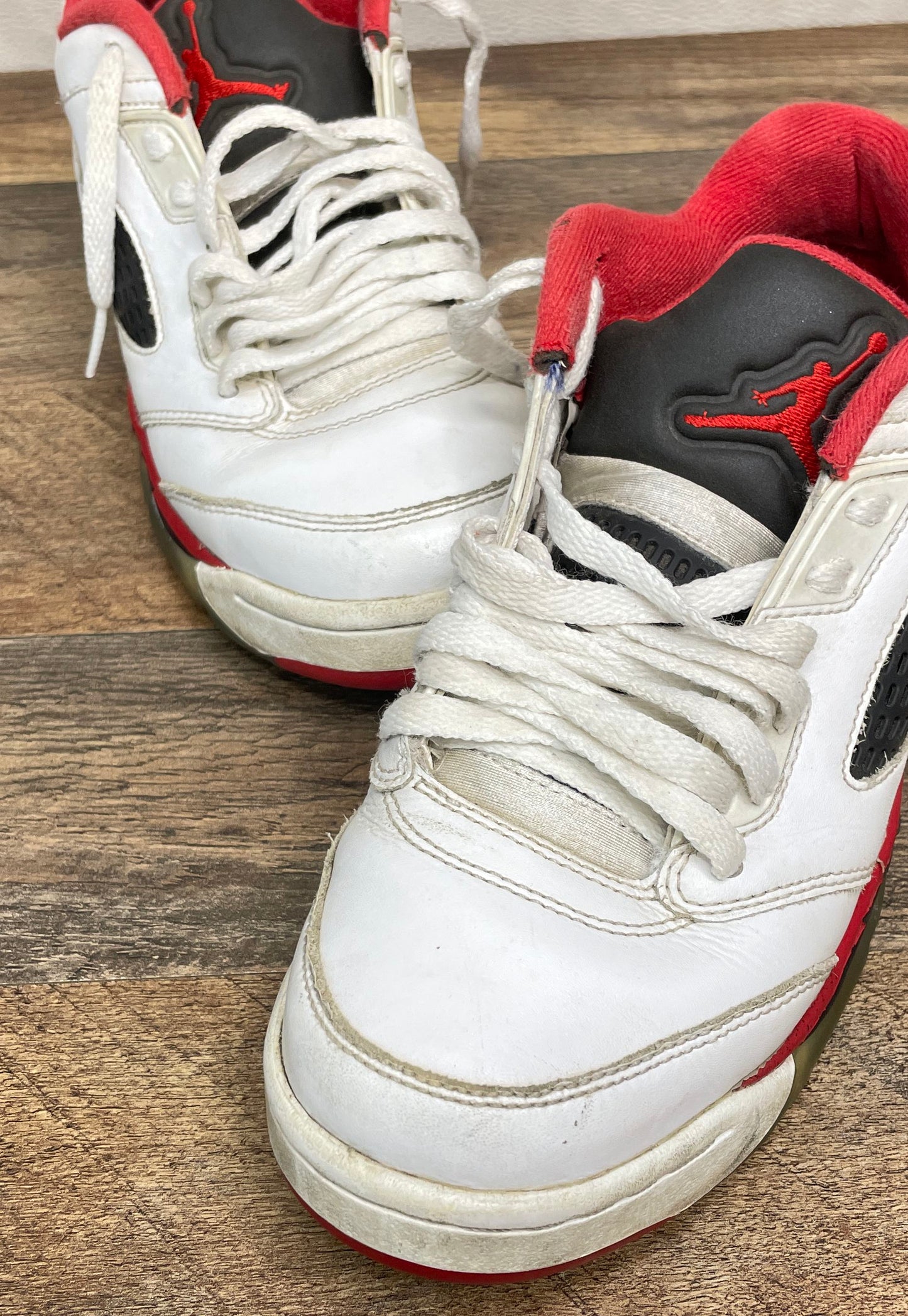 Nike Air Jordan 5 Retro Low Fire Red White Black Sneakers Size 6Y
