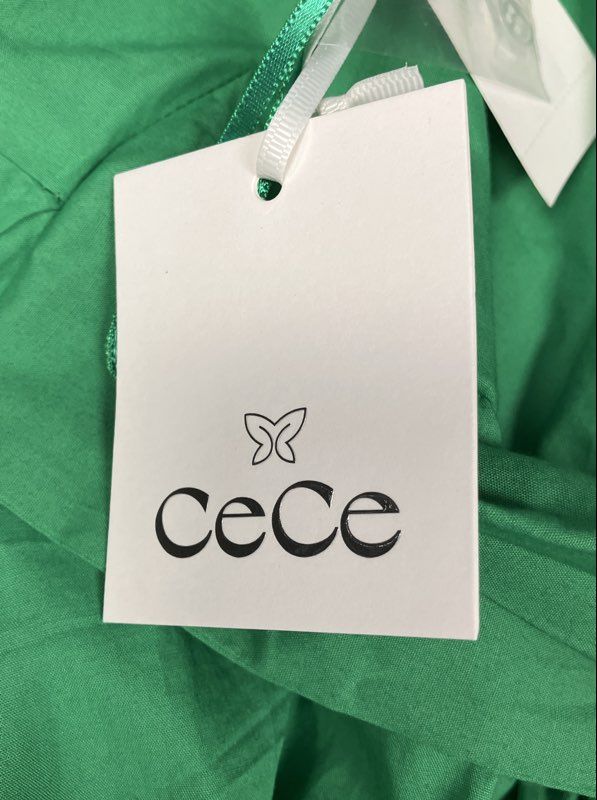 CeCe Women's Kelly Green Sleeveless Collared Smocked Midi Dress Sz XL NWT