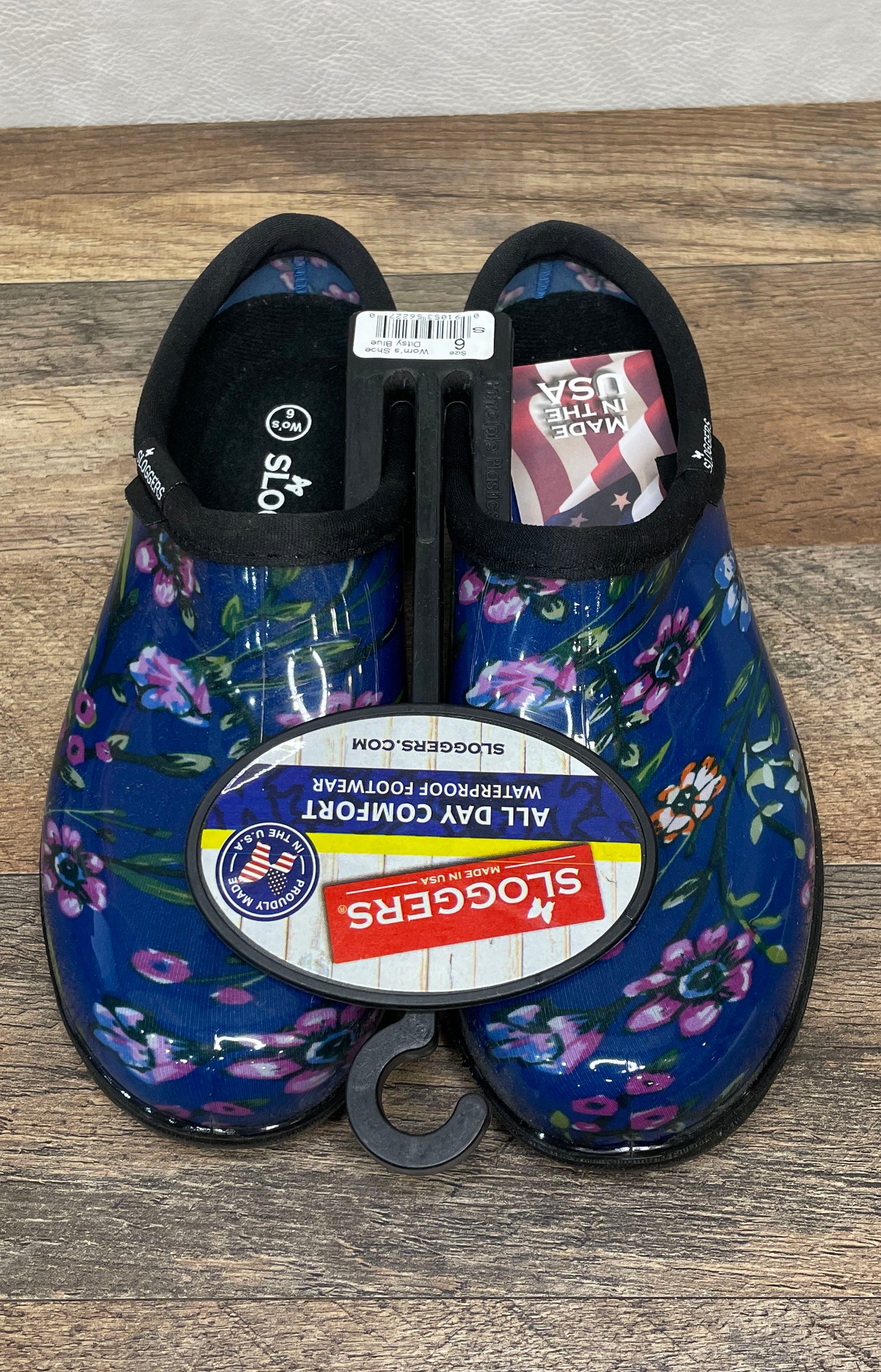 Sloggers Premium Garden Clogs Ditsy Blue Floral Waterproof Women's Size 6 NWT