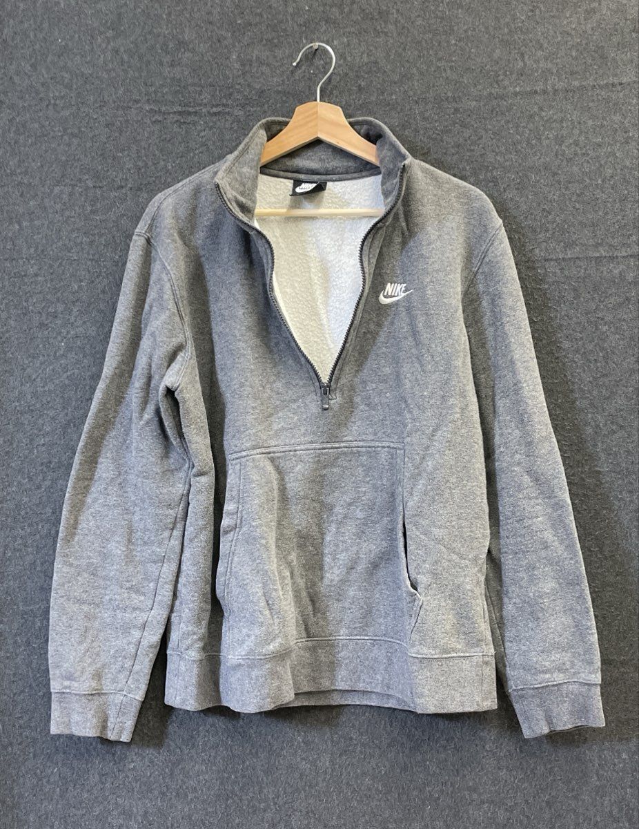 Nike Men's Grey Fleece Quarter Zip Pullover Mock Neck Sweatshirt Sz M