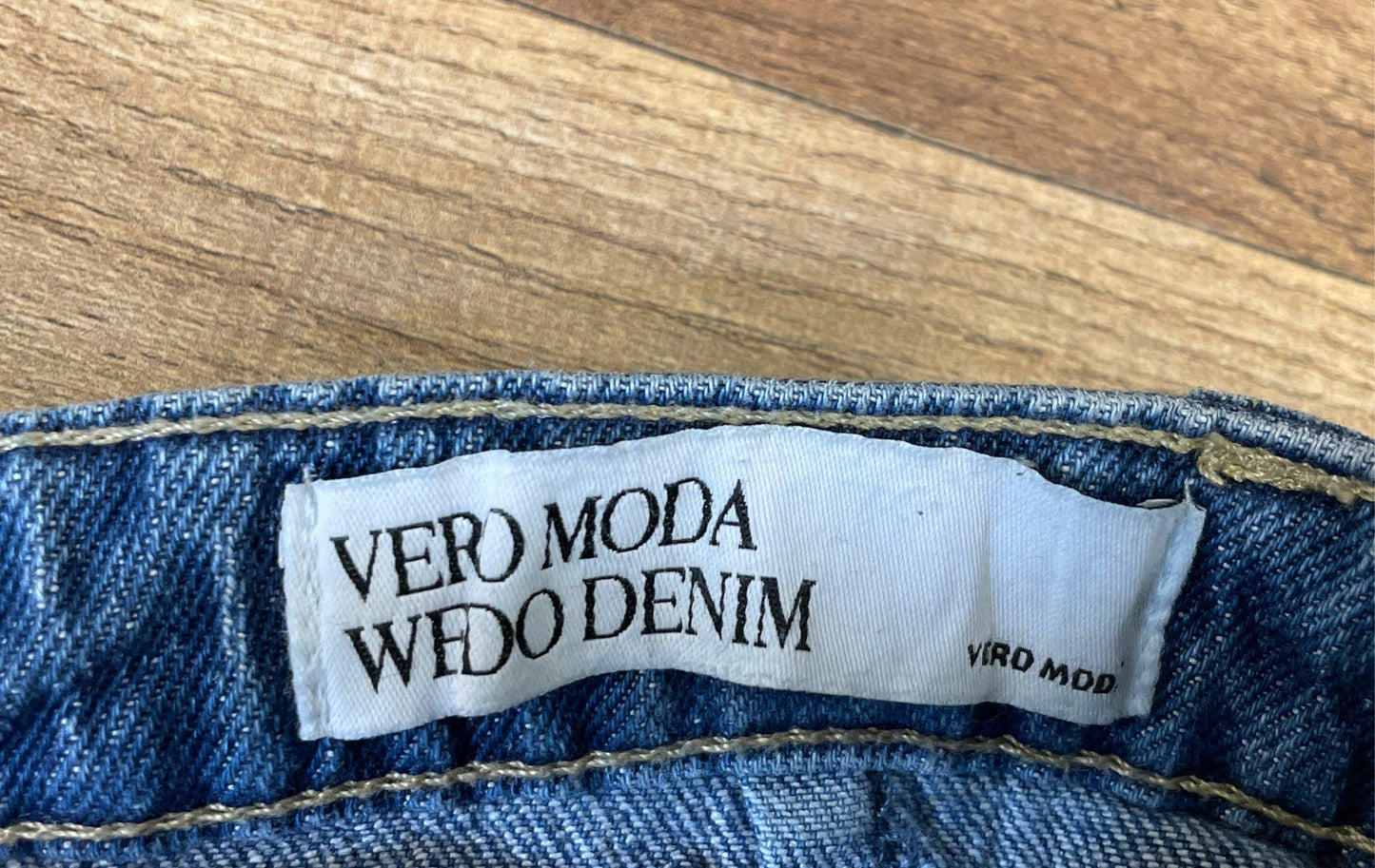 Vero Moda Women's Blue High Waist Denim Maxi Skirt Patch Pockets Frayed Hem XS