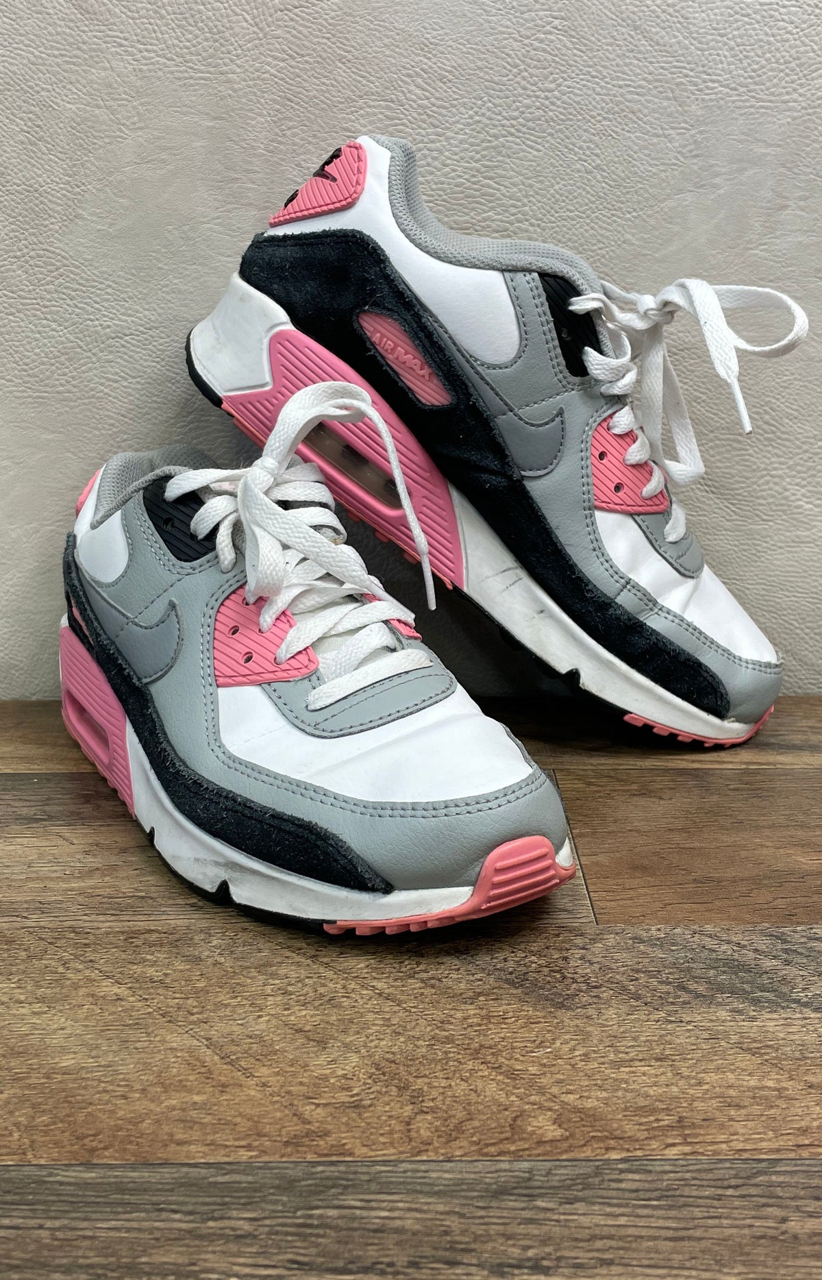 Nike Air Max 90 LTR GS White Particle Grey Pink Youth Size 6Y