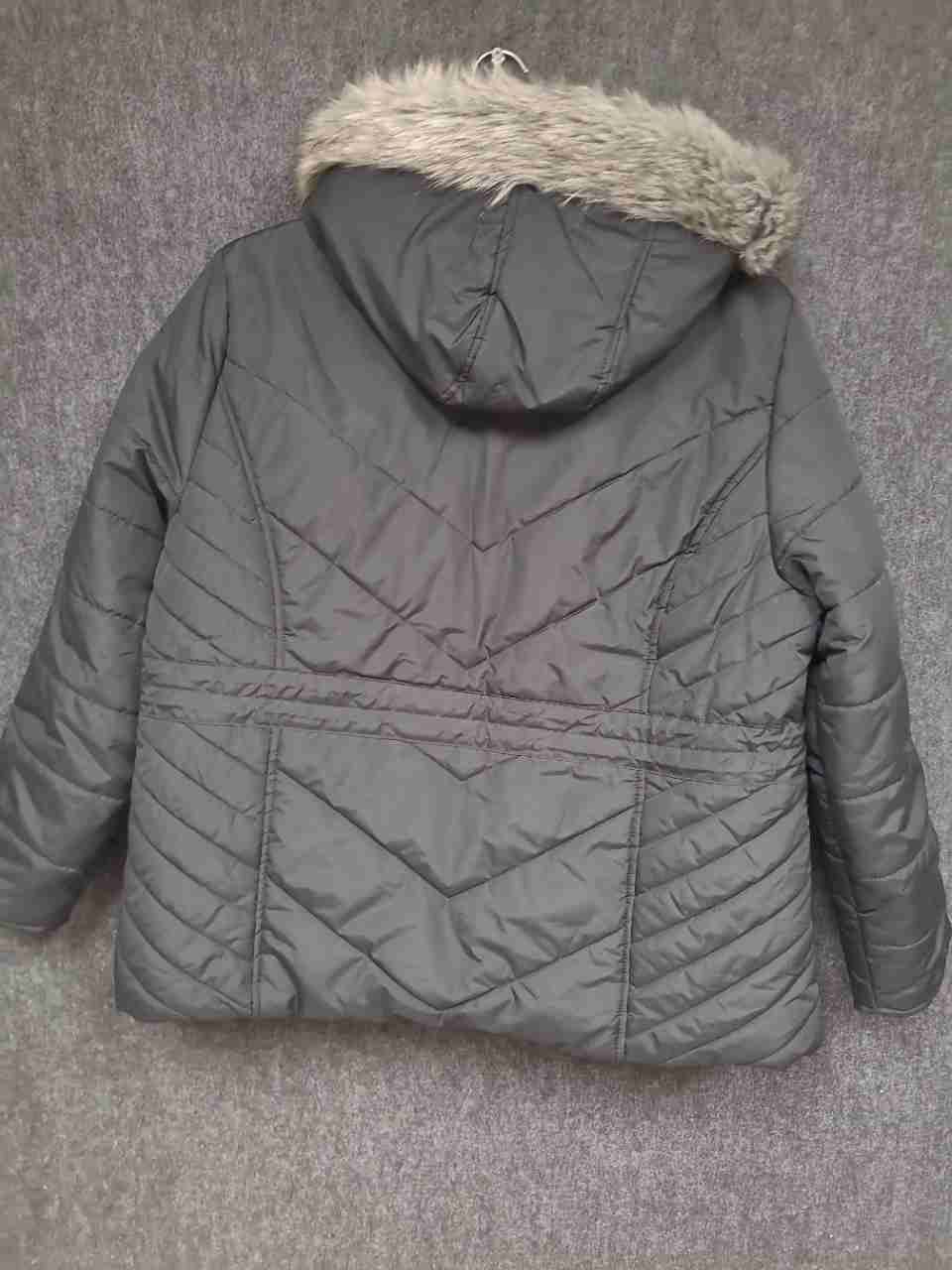 Maralyn & Me Women's Black Quilted Puffer Coat Faux Fur Trim Hood Sz 1X