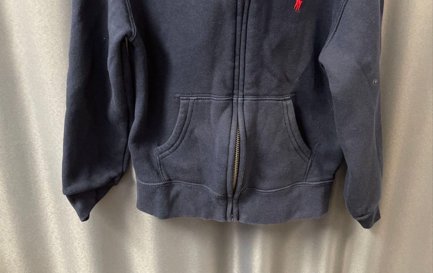 Polo Ralph Lauren Kids Navy Blue Fleece Full Zip Hoodie Red Pony Logo Size 5