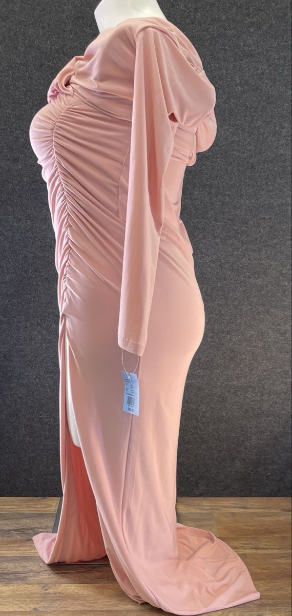 Celebrate by DB Studio Women's Pink Long Sleeve Jersey Faux-Wrap Dress Sz 12 NWT