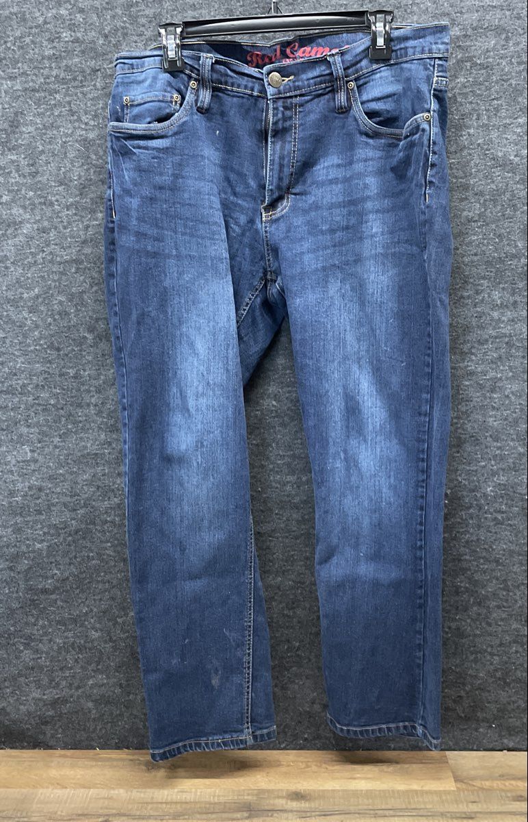 Red Camel Men's Slim Straight Dark Wash Blue Stretch Denim Jeans Sz 36x30