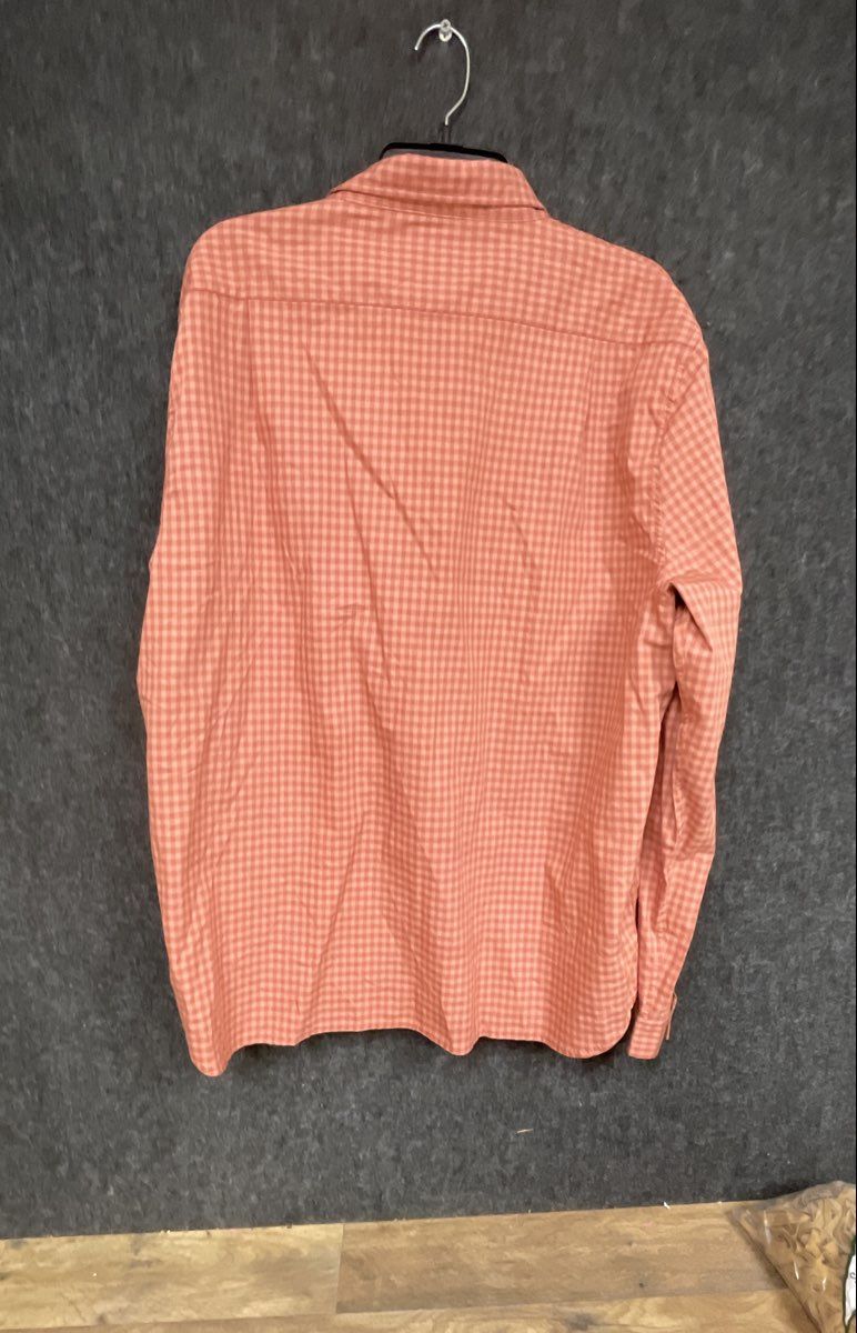 Lacoste Men's Orange Gingham Regular Fit Long Sleeve Button Down Shirt Sz 2XL