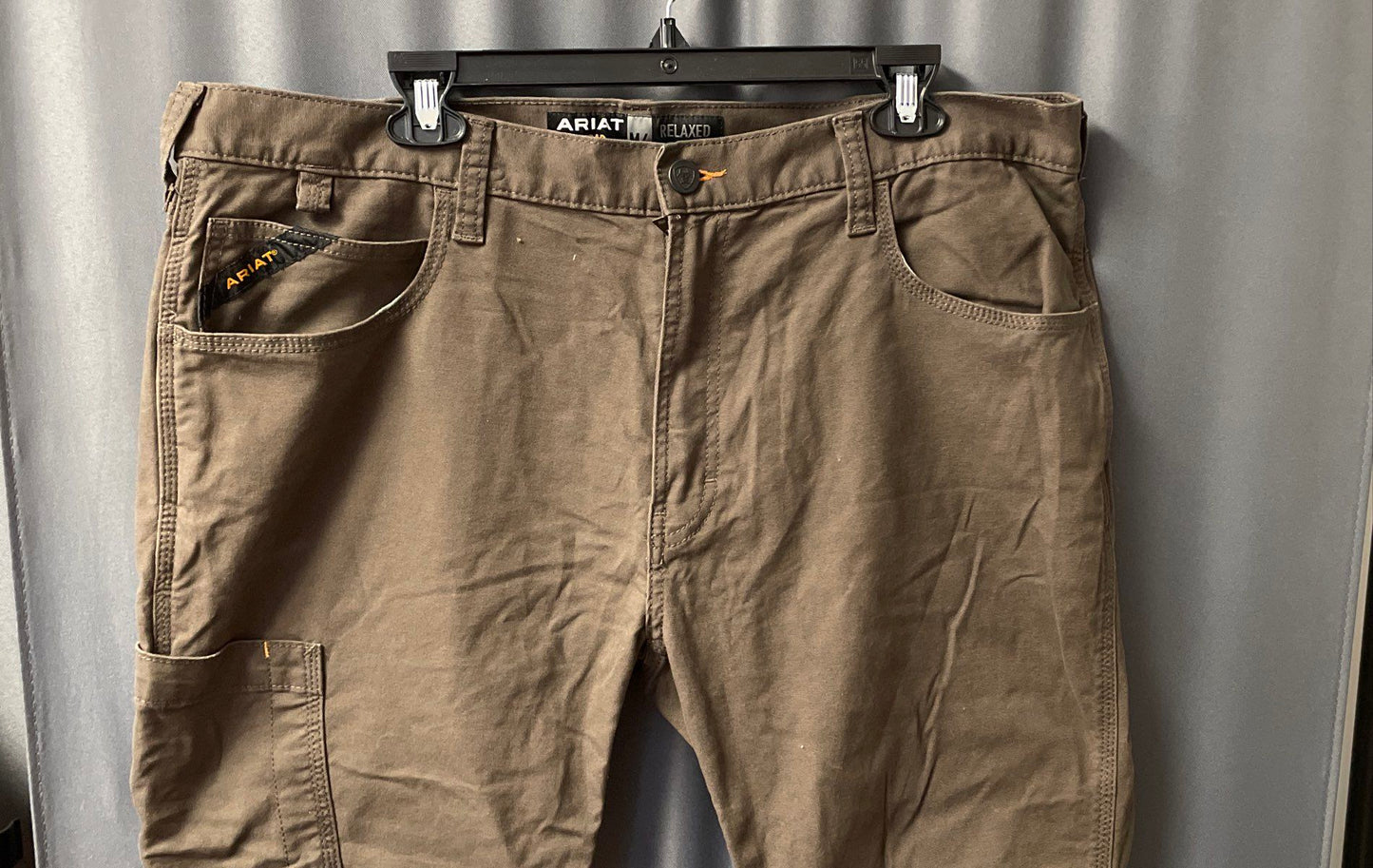 Ariat Men's Brown Rebar M4 Relaxed Straight Canvas Utility Work Pants Sz 38x32
