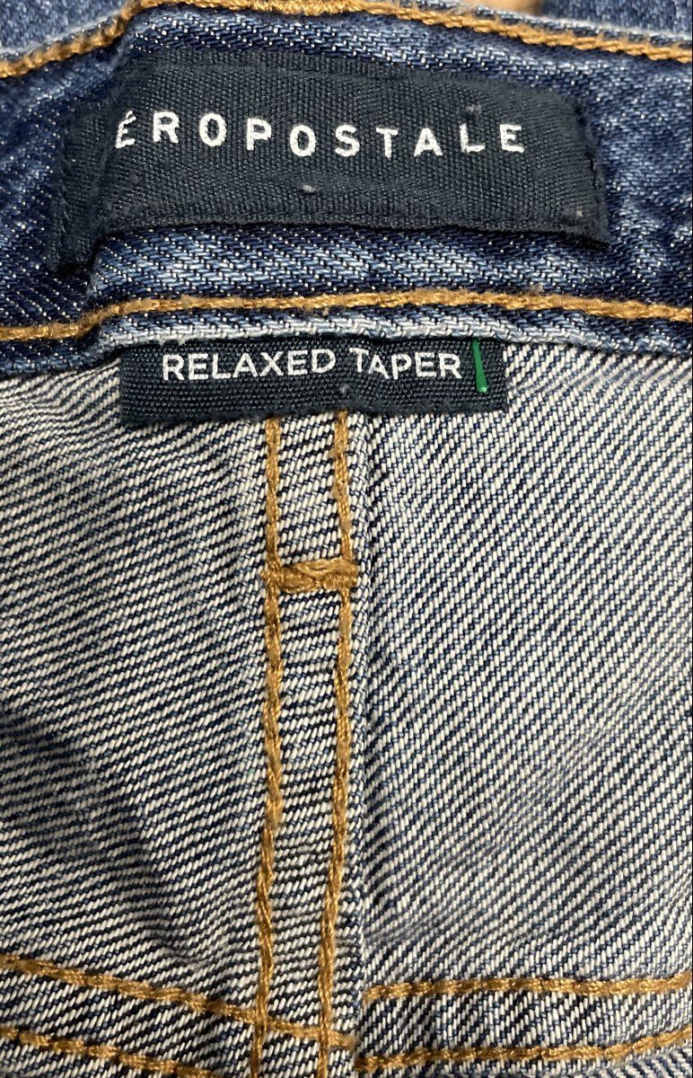 Aeropostale Men's Relaxed Taper Jeans Blue Raw Hem Sz 36x32 NWT