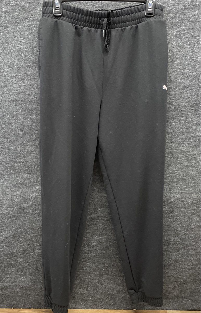 Puma Men's Black Fleece Lined Jogger Sweatpants Elastic Waist Cuffed Sz M