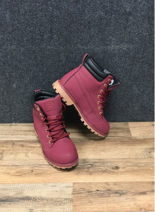 Fila Edgewater 12 Burgundy Waterproof Hiking Work Boots Men's Size 8