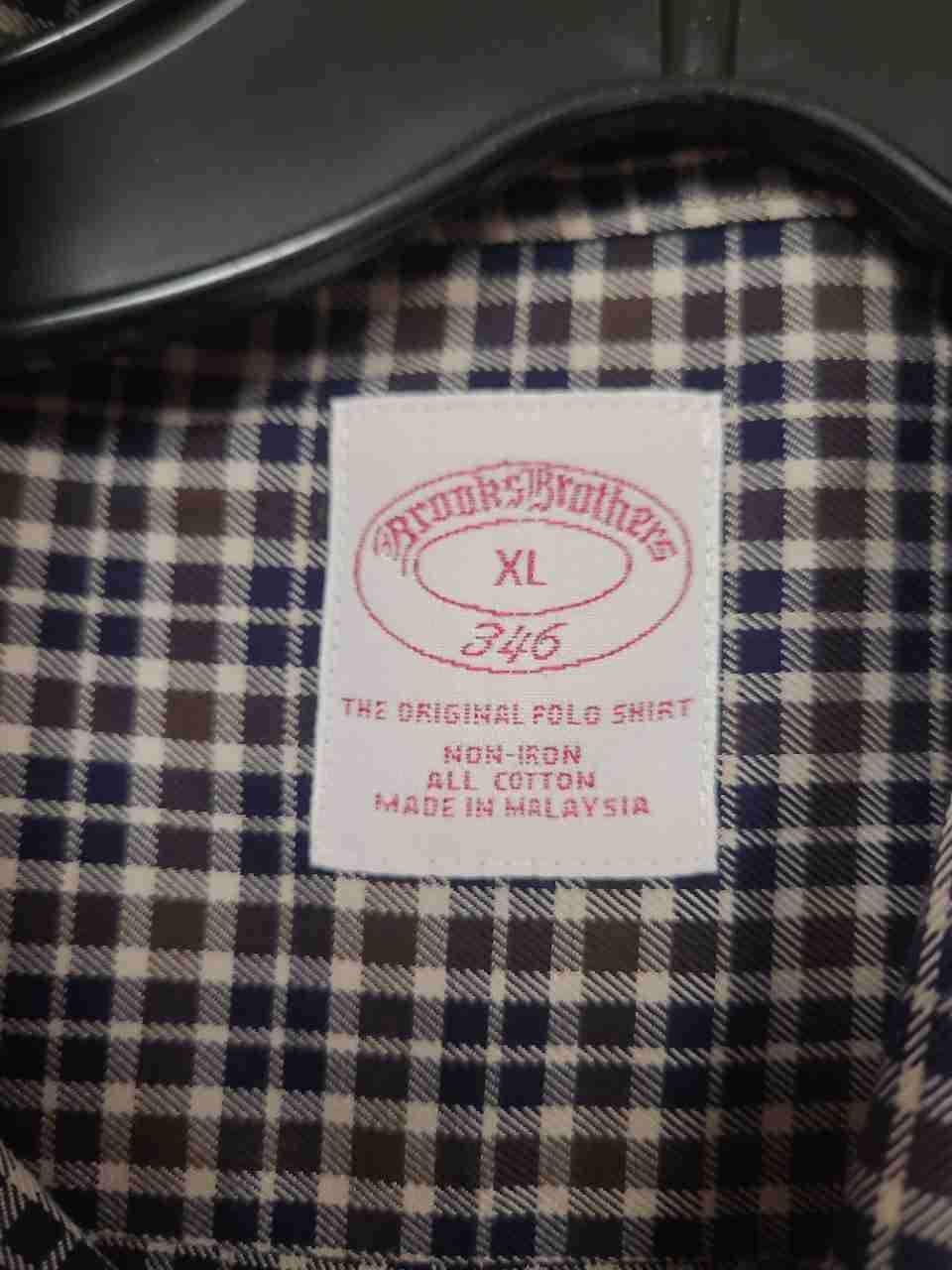 Brooks Brothers 346 Men's Blue Tan Tattersall Non-Iron Cotton Shirt Sz XL