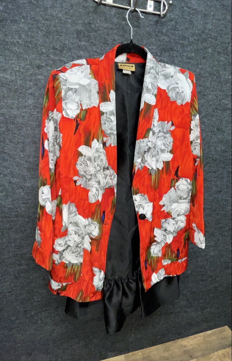 Cynthia Rowley Women's Black Ruffle Dress & Blazer Glory Floral Jacket Sz 10