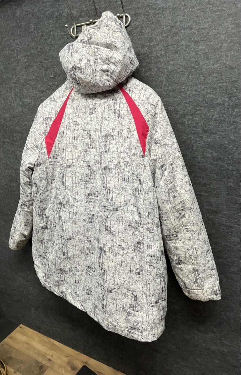 Below Zero Women's Ski Jacket Parka Gray Pink Hooded Fleece Lined Pattern Sz 1X