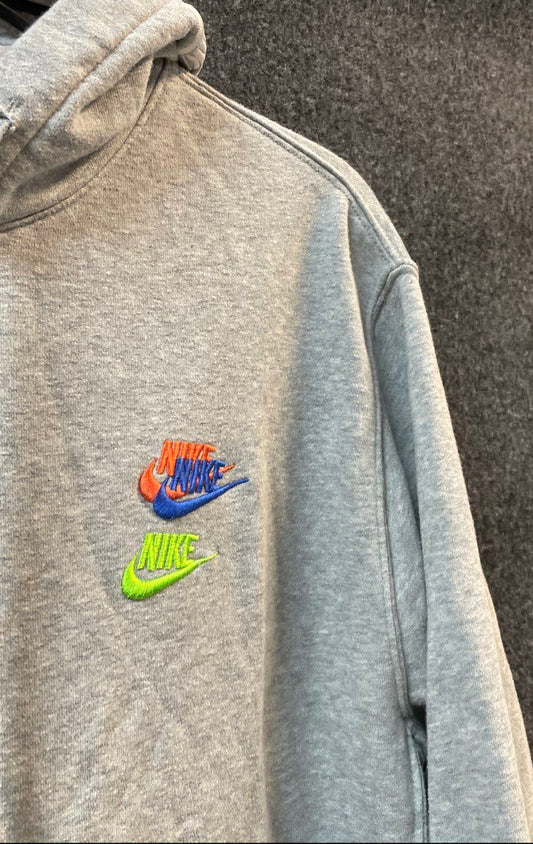 Nike Sportswear Men's Multi Swoosh Stacked Logo Hoodie Heather Gray Size L