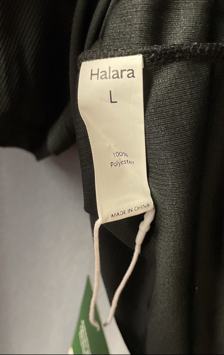 Halara Women's Black Short Sleeve Raglan Ribbed Crop Top Sz L NWT