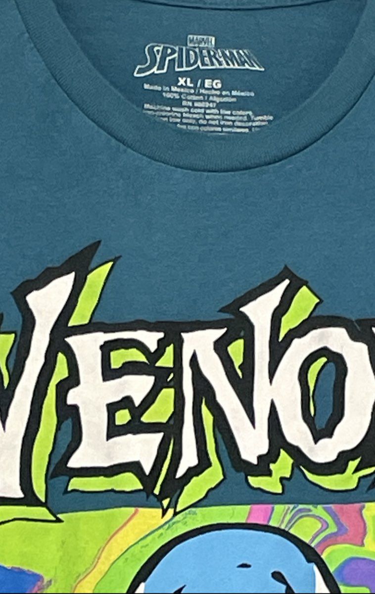 Marvel Men's Venom Graphic T-Shirt Blue Trippy Psychedelic Swirl Sz XL