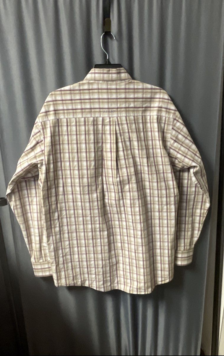 Ariat Men's Pro Series Plaid Button Down Shirt Tan Red White Sz Large