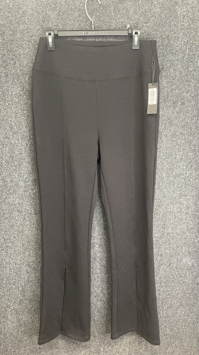Savvi Women's Oliva Slim Boot Pant Leggings Black Compression Slit NWT Sz L