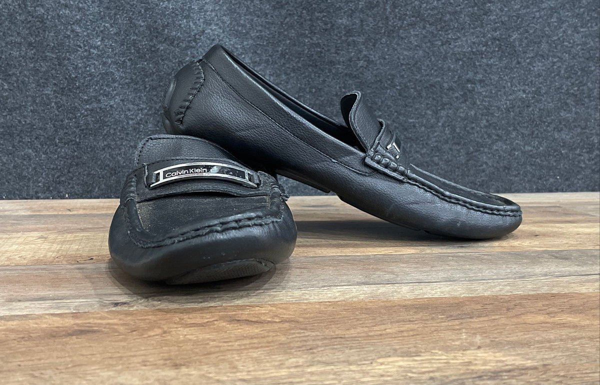 Calvin Klein Merwe Black Synthetic Leather Driving Loafers Men's Size 10