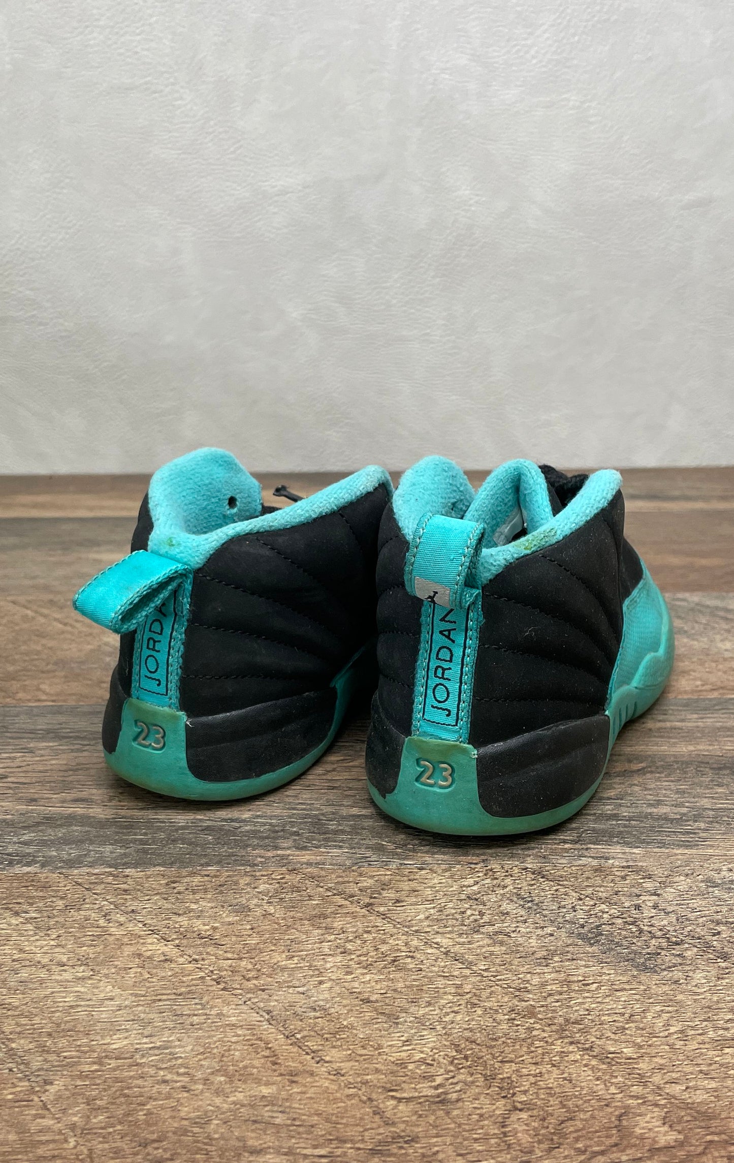 Nike Air Jordan 12 Retro Hyper Jade Black Toddler Sneakers Size 10C