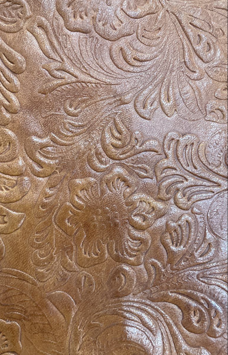 Vintage Brown Tooled Floral Leather Crossbody Bag Western Boho 90s Large