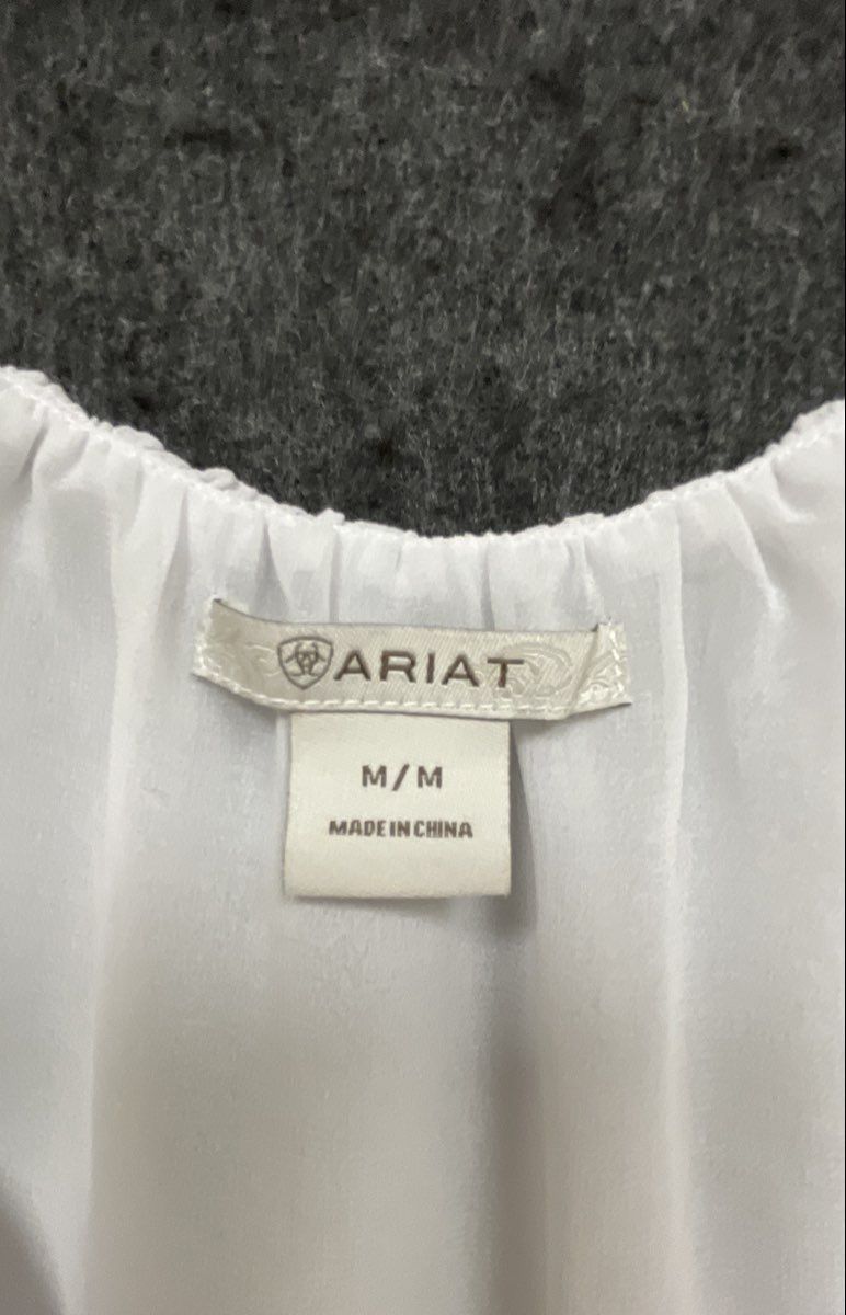Ariat Women's White Studded Embellished Hem Tank Top Scoop Neck Sz M