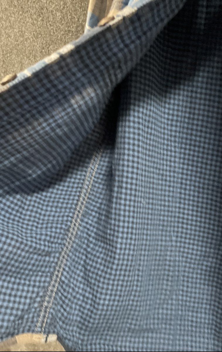 American Eagle Men's Blue Gray Plaid Flannel Shirt Double Pocket Cotton Sz M