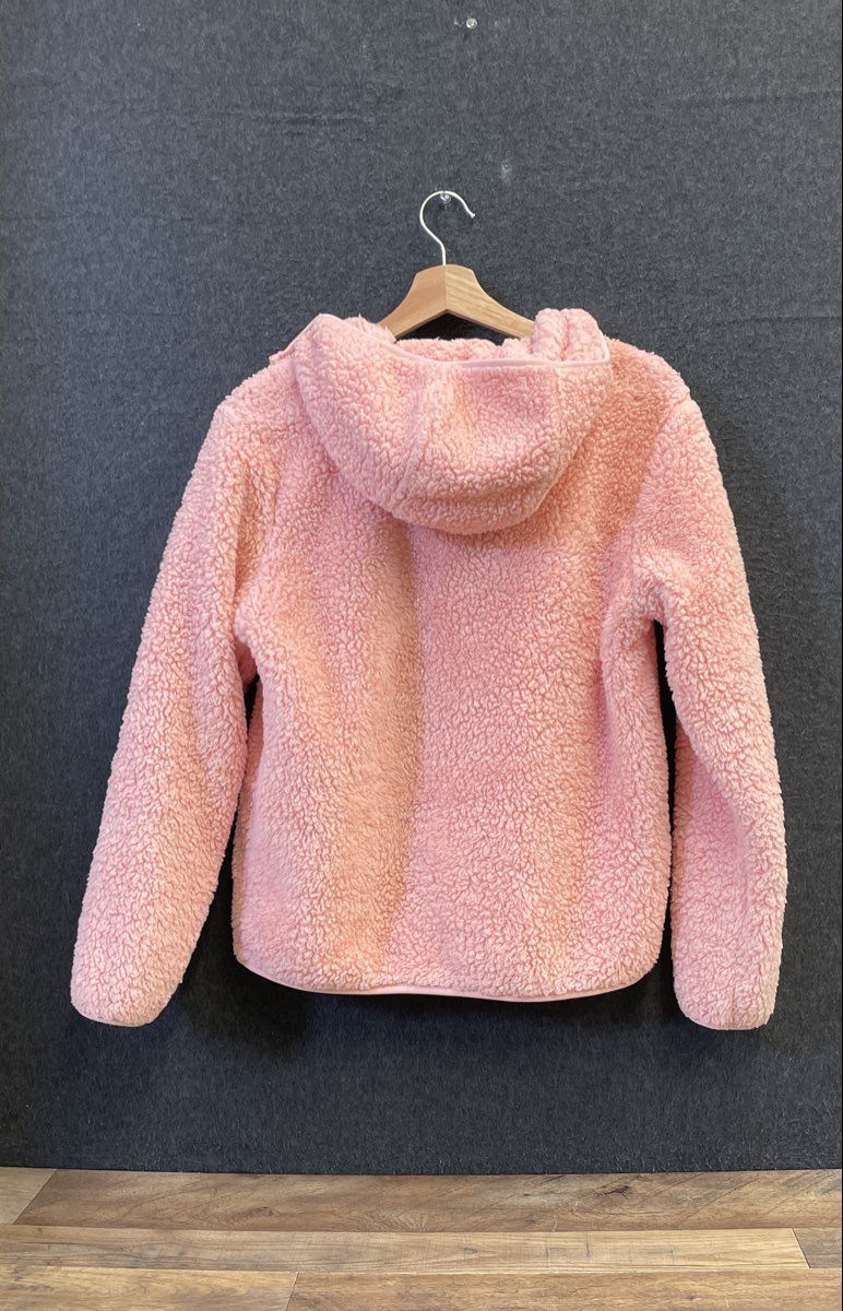 Eddie Bauer Kids Pink Fuzzy Sherpa Hooded Zip Up Fleece Jacket Sz L 14/16