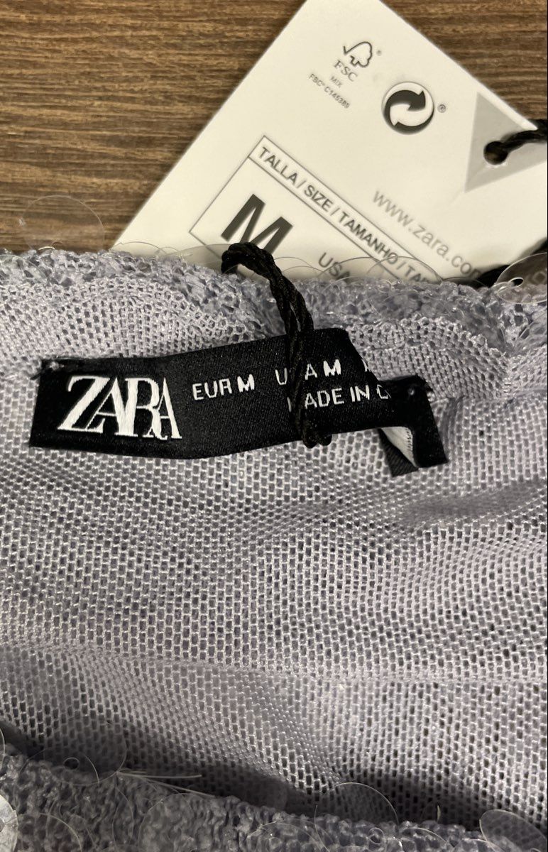 Zara Women's Silver Sequin Mesh Maxi Skirt Embellished Side Slit NWT Sz M