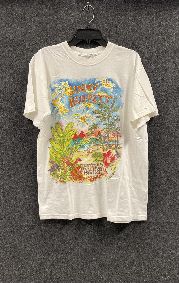 Jimmy Buffett The Year of Still Here Tour 2008 Concert T-Shirt White Sz L