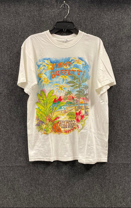 Jimmy Buffett The Year of Still Here Tour 2008 Concert T-Shirt White Sz L