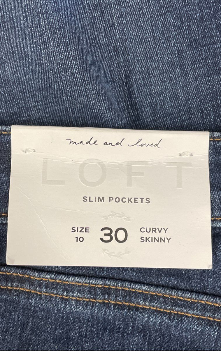 Loft Women's Curvy Skinny Jeans Dark Blue Sustainable Slim Pocket NWT Sz 30/10