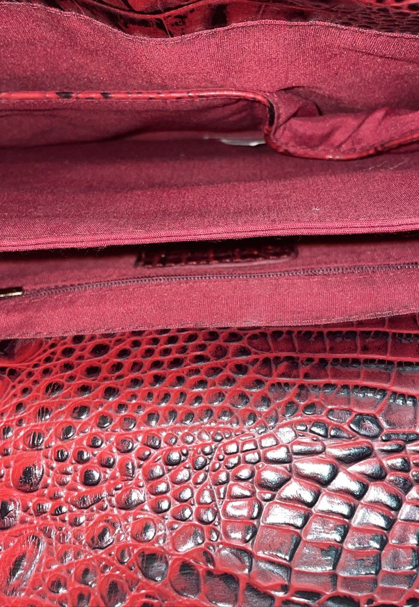 Charming Charlie Red Crocodile Embossed Envelope Crossbody Bag Gold Hardware