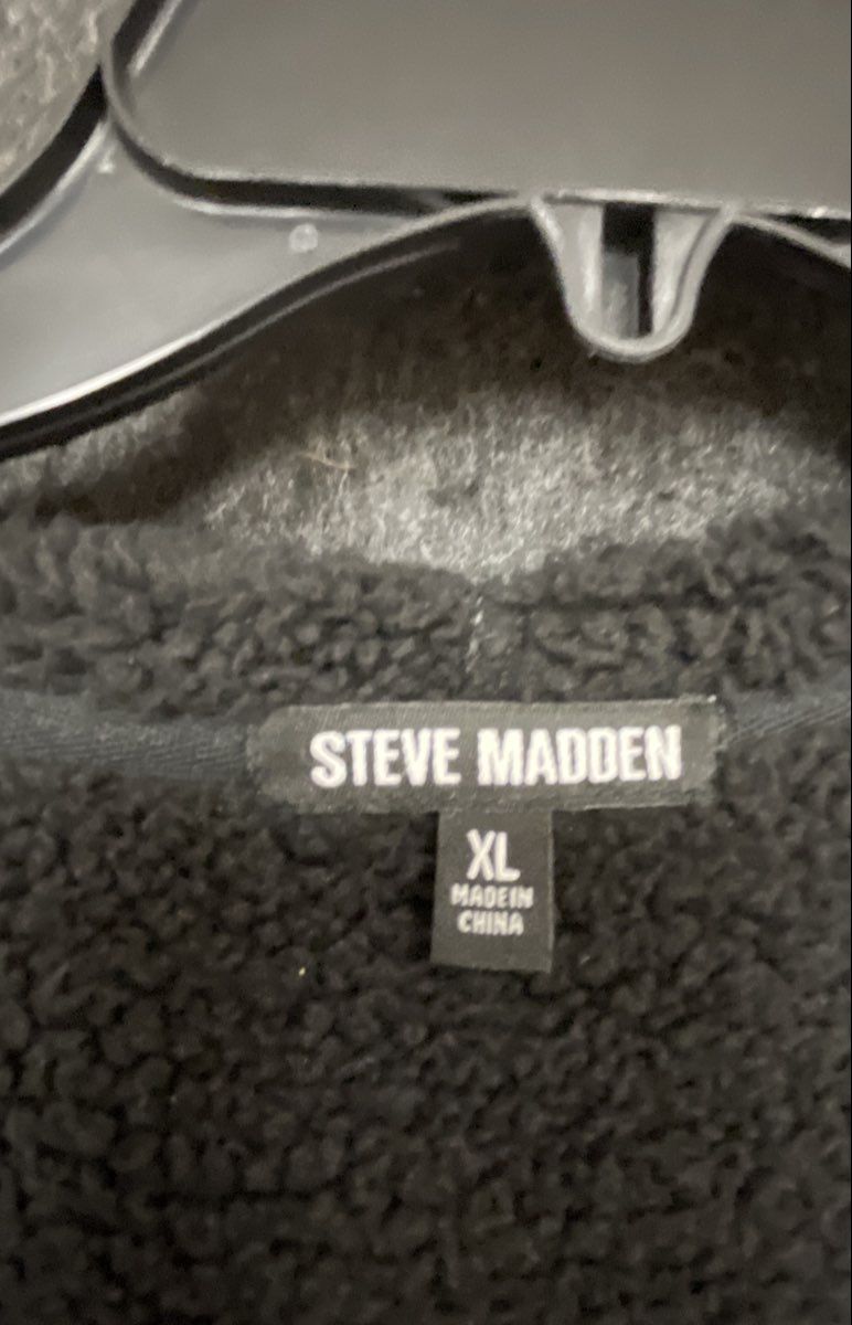 Steve Madden Women's Black White Buffalo Plaid Sherpa Lined Hoodie Jacket Sz XL