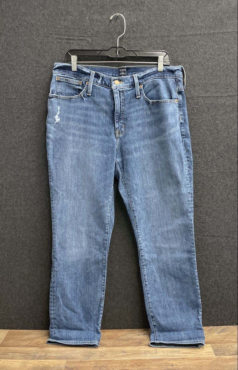 J. Crew Women's Blue Slim Boyfriend Jeans Re-imagined Distressed Sz 31 NWT