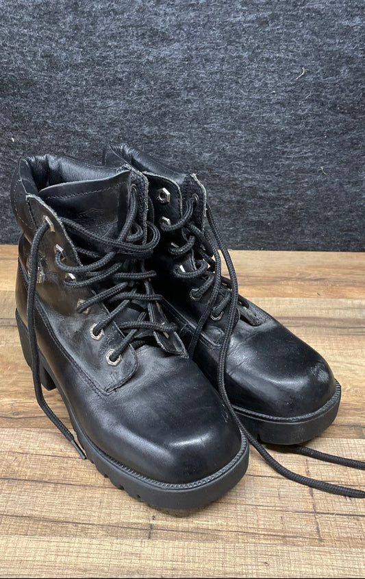 Vintage 90s Harley-Davidson Leather Moto Biker Lace Up Ankle Boots Sz 7