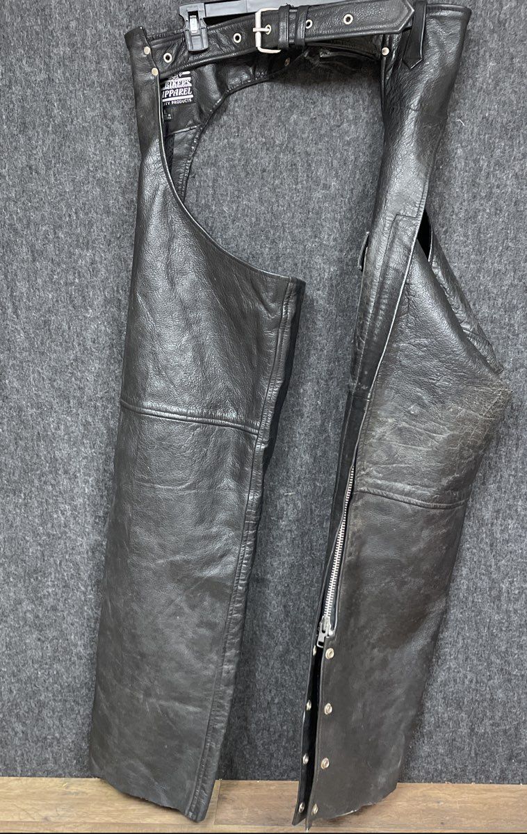 Vintage 90s USA Bikers Dream Apparel Leather Motorcycle Chaps Sz L