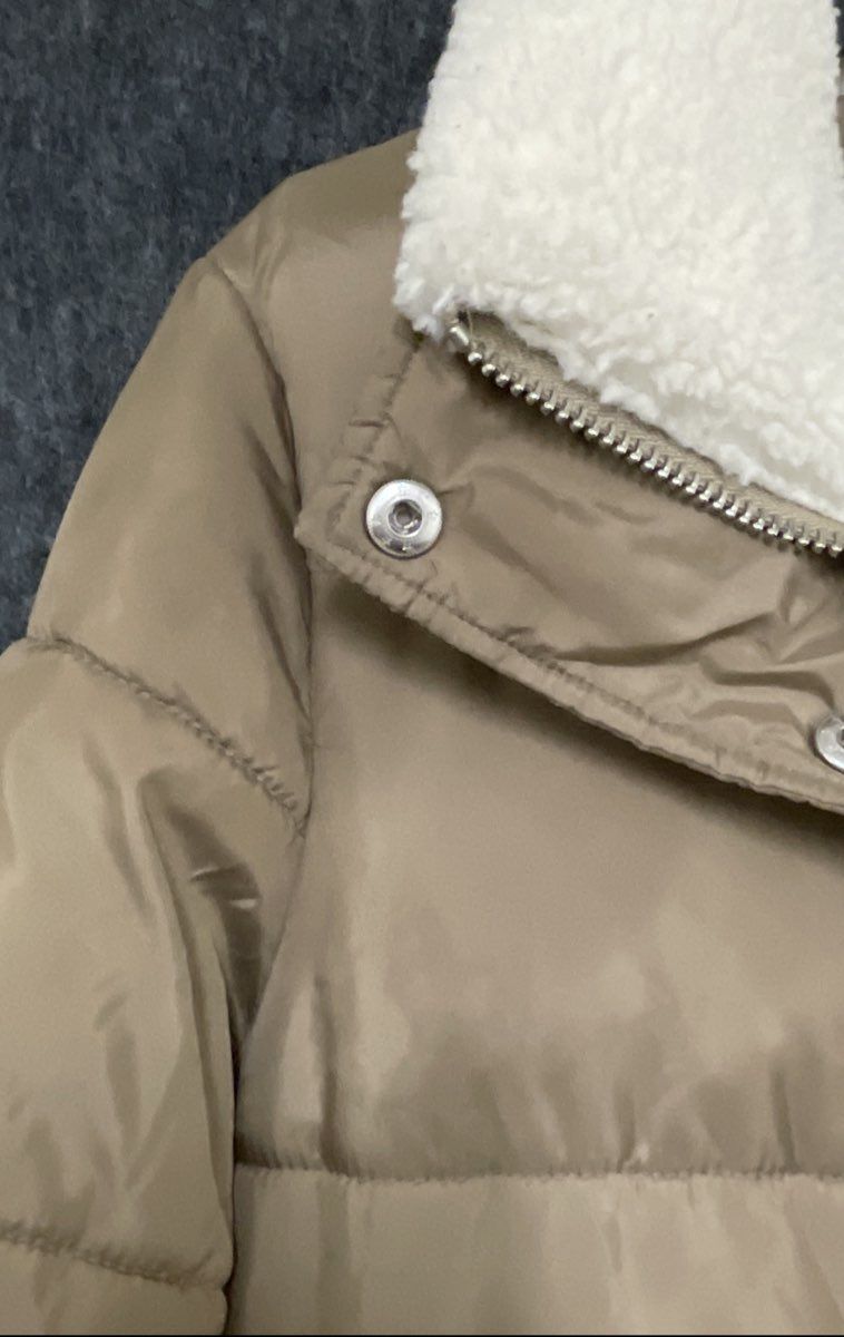 Michael Kors Women's Tan Faux Shearling Trim Quilted Puffer Jacket Sz M