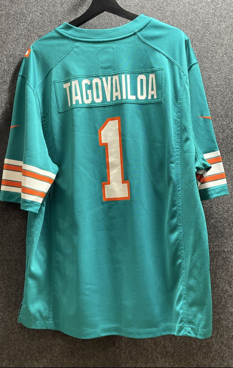 Nike Men's Miami Dolphins Tua Tagovailoa #1 NFL On Field Jersey Aqua Teal Sz XL