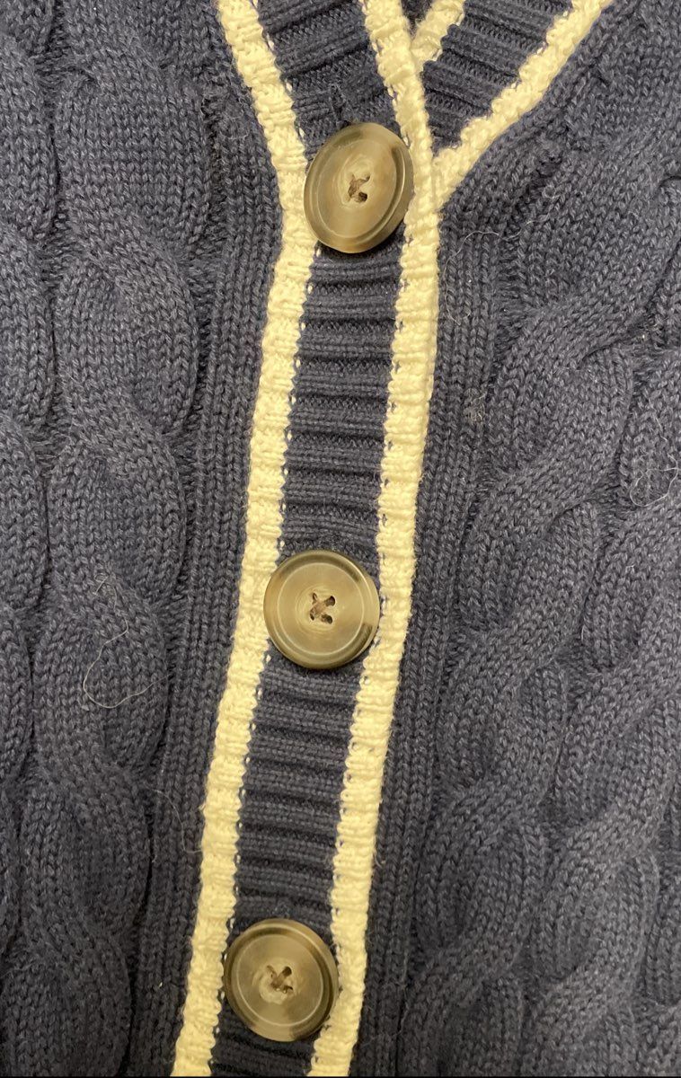 Old Navy Women's Navy Blue White Slouchy Cable-Knit Cardigan Sweater Sz M