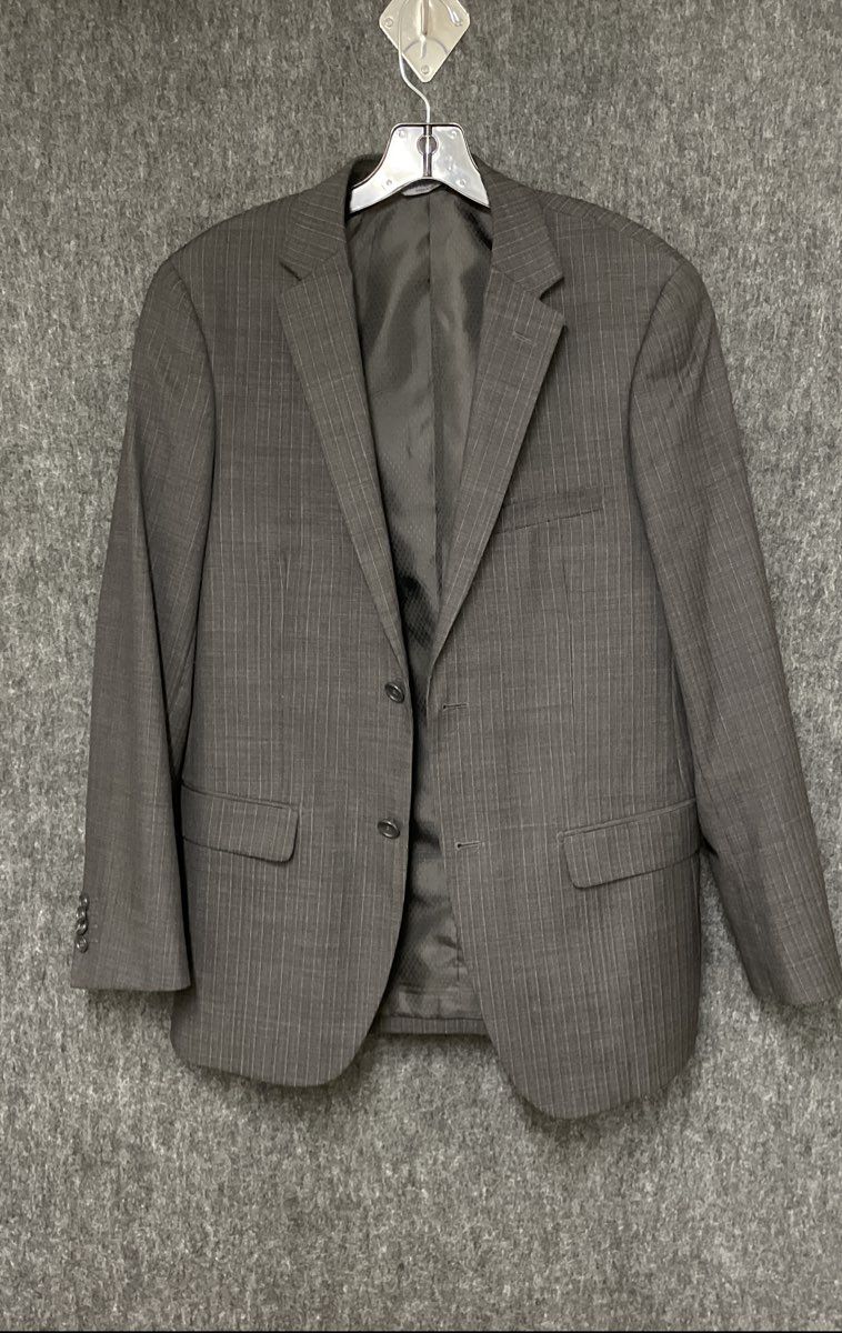 Pronto Moda Snello Men's Charcoal Pinstripe Super 140s Merino Wool Blazer Sz 36R