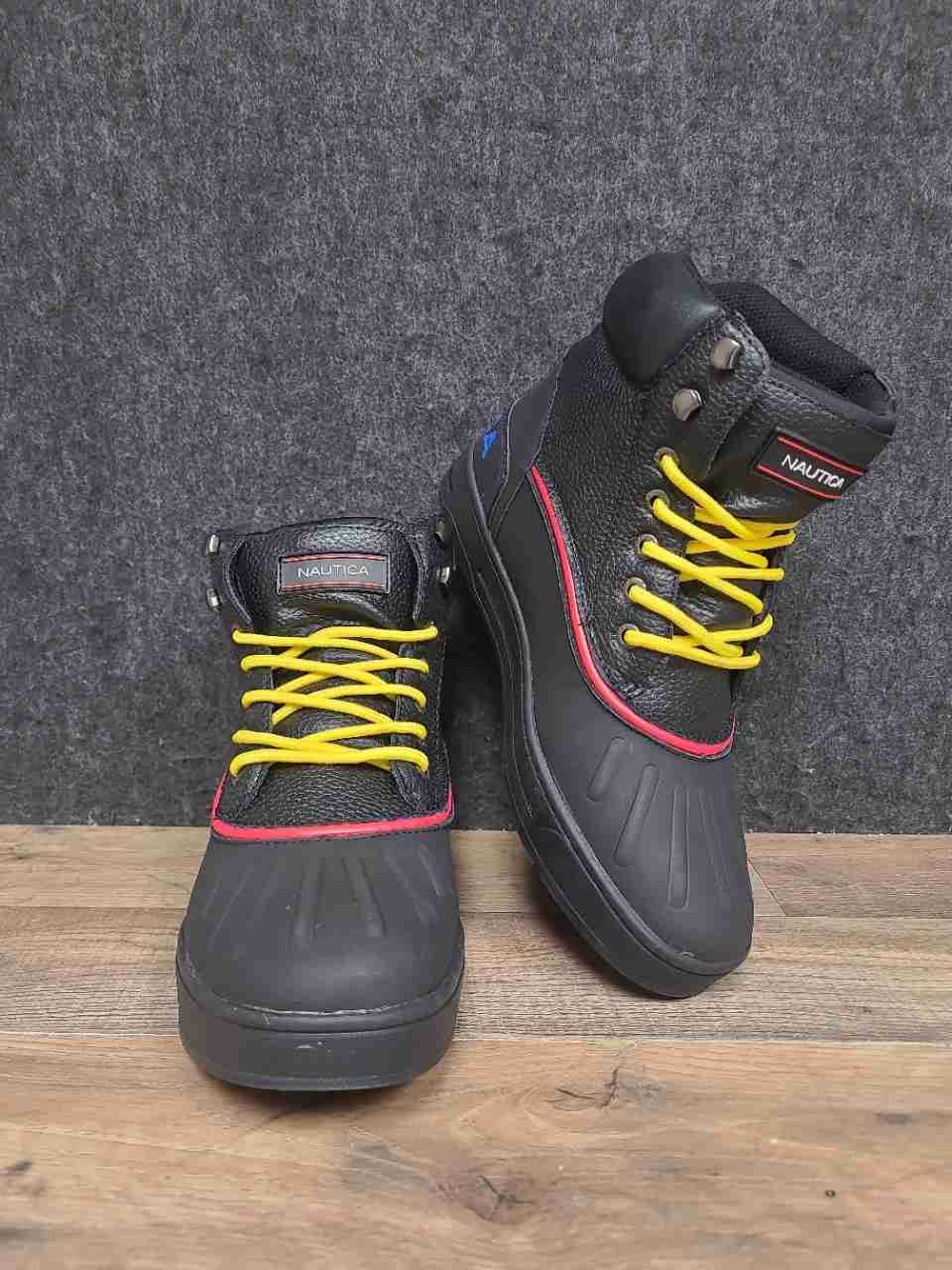 Nautica Padden Black Yellow Red All Weather Duck Boots High Top Size 7